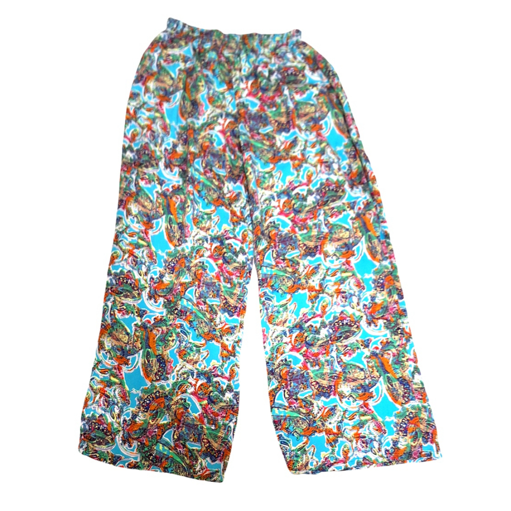 Wild Fable Pants Womens Medium Wide Leg Boho Blue Paisley Print